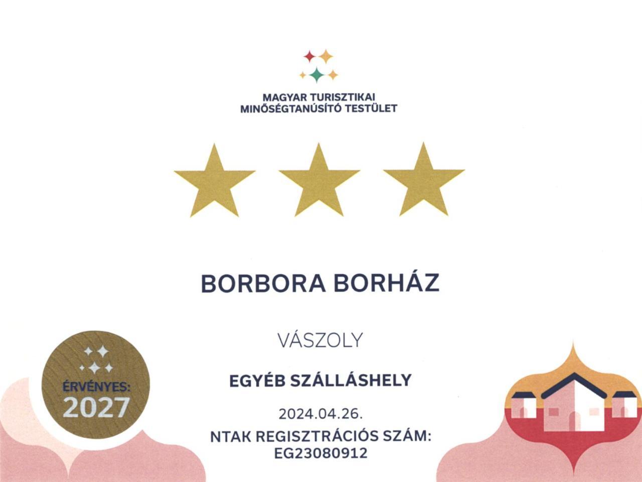 Borbora Borhaz Villa Vászoly Kültér fotó